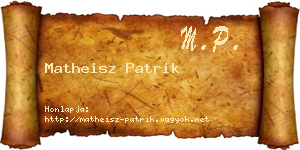 Matheisz Patrik névjegykártya
